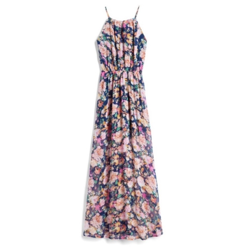 •FATE• Floral Empire Waist Halter Maxi Dress